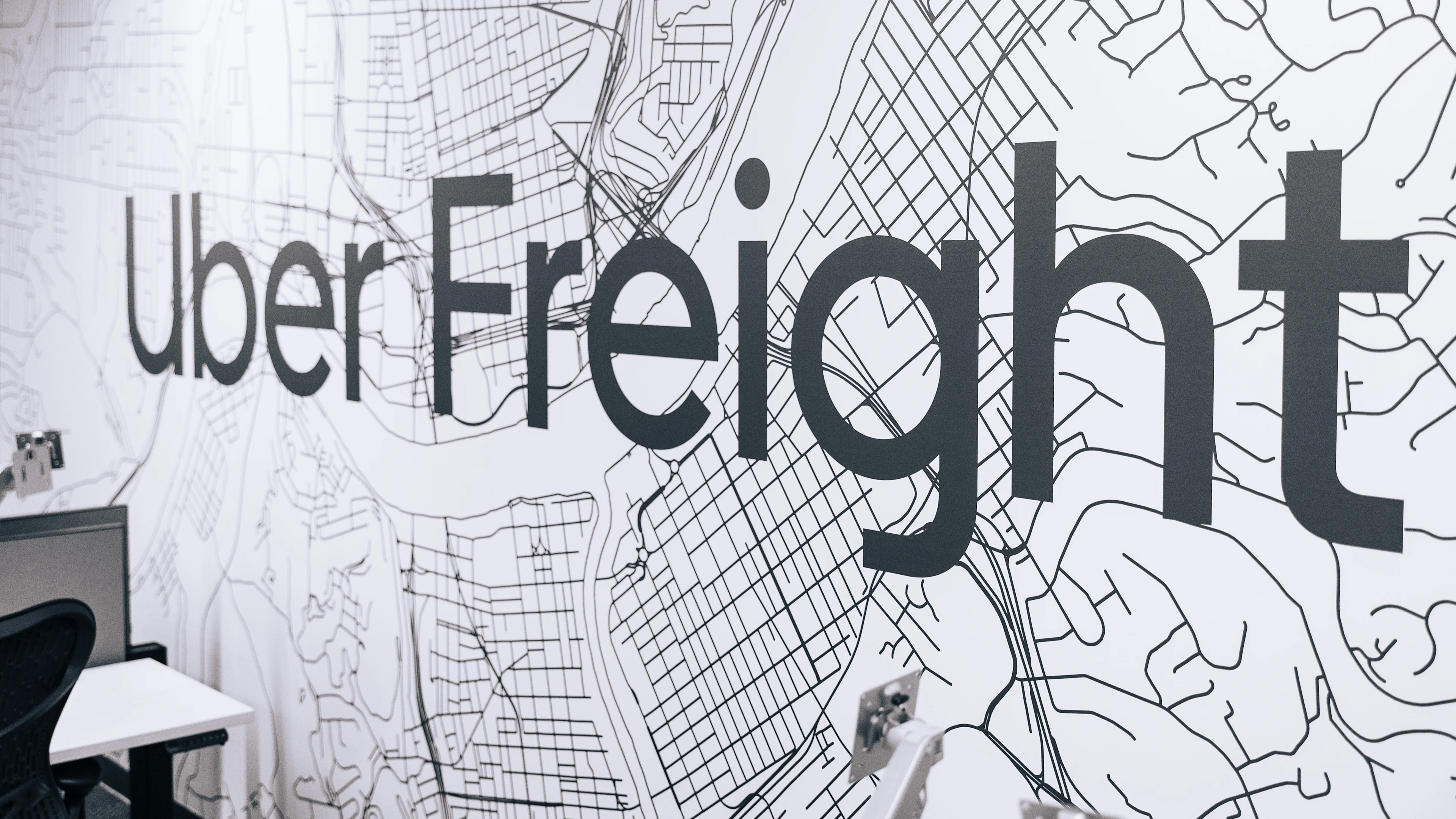 Uber Freight logo on office wall